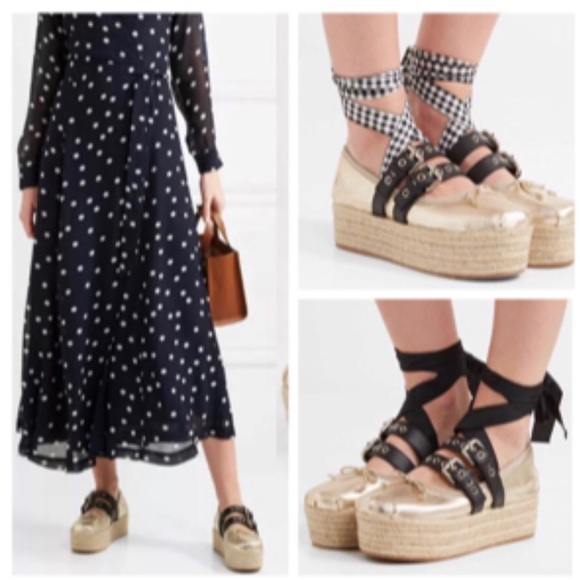 Miu Miu Shoes - ❣️sold❣️Miu Miu Gold ballet flat Form espadrilles